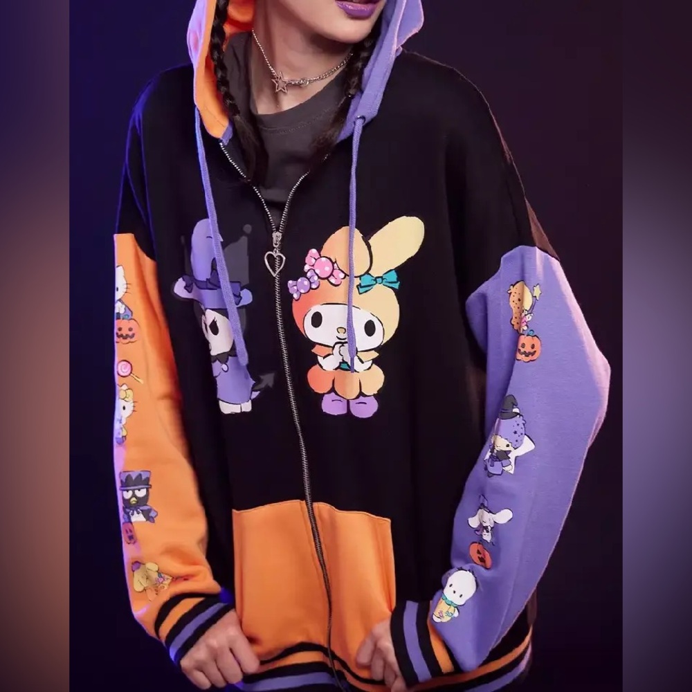 Hello Kitty Sanrio Halloween Color-Block Sweatpant jogger and Hoodie set size XL - Picture 2 of 12